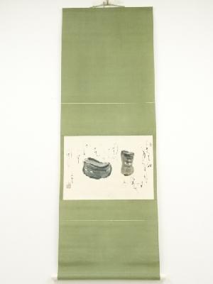 鈴木石甌子筆　冬日　肉筆紙本掛軸（共箱）